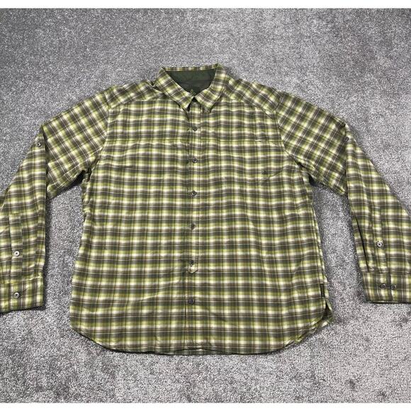 Prana Shirt Mens Extra‎ Large Button Up Plaid Breathable Outdoors Mesh Green - Picture 2 of 16